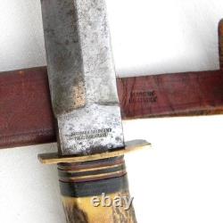 Kuno Ritter/Gutmann Solingen Allemagne années 1950 dague de chasse à manche en bois de cerf avec fourreau d'origine