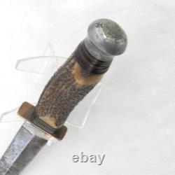 Kuno Ritter/Gutmann Solingen Allemagne années 1950 dague de chasse à manche en bois de cerf avec fourreau d'origine