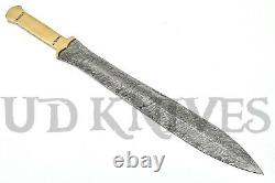 L'un Des Rares Type Personnalisé Damas Double Edge Dague Couteau Épée Poignée En Laiton 14