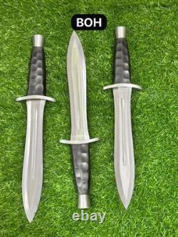 LOT DE 3 DAGUES DE CHASSE PERSONNALISÉES FABRIQUÉES À LA MAIN EN ACIER À OUTILS D2, EXEMPTES DE DROITS DE DOUANE, AVEC FOURREAUX
