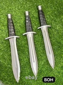 LOT DE 3 DAGUES DE CHASSE PERSONNALISÉES FABRIQUÉES À LA MAIN EN ACIER À OUTILS D2, EXEMPTES DE DROITS DE DOUANE, AVEC FOURREAUX