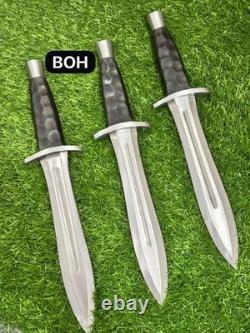 LOT DE 3 DAGUES DE CHASSE PERSONNALISÉES FABRIQUÉES À LA MAIN EN ACIER À OUTILS D2, EXEMPTES DE DROITS DE DOUANE, AVEC FOURREAUX