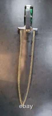 Lames badass, dague de chasse et de combat en damas faite à la main, manche en résine verte - BA847