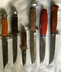 Lot 6 Couteaux Avec Gaine 2 Honing Steelmora Suède Taico Japon Pakistan Dagger