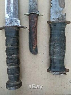 Lot De 7 Combat Vintage Couteaux Trench, Poignards Et Deux Fourrures