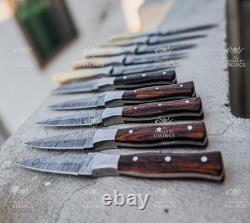 Lot de 20 couteaux à lame fixe en acier Damas faits main, dagues de botte, pleine longueur.