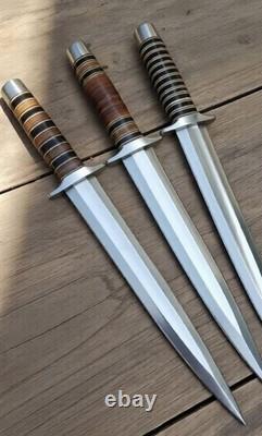 Lot de 3 pièces de poignards Toothpick de chasse en acier D2 fabriqués à la main sur mesure D2 Dagger