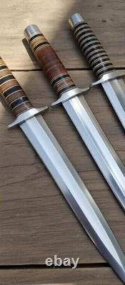 Lot de 3 pièces de poignards Toothpick de chasse en acier D2 fabriqués à la main sur mesure D2 Dagger