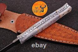Lot de 5 pièces Couteau de chasse en acier de Damas fait main - Poignard de botte EDC 1384