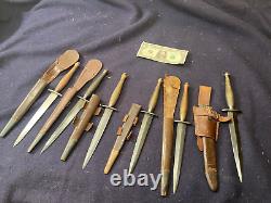 Lot de 6 couteaux de combat originaux WW2 Wilkinson SAS Fairbairn Sykes SOS FS Fighting Knife Dagger