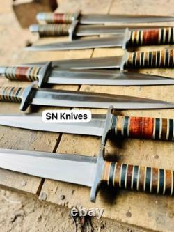Lot de 8 pièces – dague Arkansas Toothpick fabriquée à la main en D2, dague de chasse avec étui Lot de 8 pièces – dague Arkansas Toothpick fabriquée à la main en D2, dague de chasse avec étui