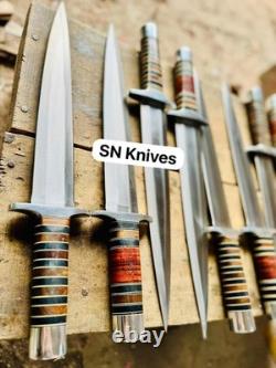 Lot de 8 pièces – dague Arkansas Toothpick fabriquée à la main en D2, dague de chasse avec étui