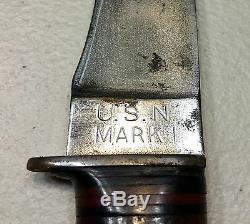 Marine Mark1 Fighting Dague Couteau Us Withscabbard Ww2 Bon État