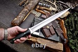 Medieval Arkansas Pick-dent Dagger D2 Steel Double Edge Couteau Sharp Collectible