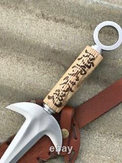 Minito Kunai Gravé En Bois De Frêne Poignée Dagger Couteau Personnalisé Kunai Replique