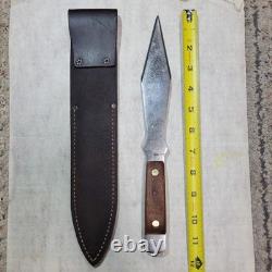Olsen OK Dague de combat. Manche en bois. Belle gaine en cuir. Fabriqué aux États-Unis