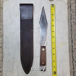 Olsen OK Dague de combat. Manche en bois. Belle gaine en cuir. Fabriqué aux États-Unis