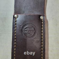 Olsen OK Dague de combat. Manche en bois. Belle gaine en cuir. Fabriqué aux États-Unis