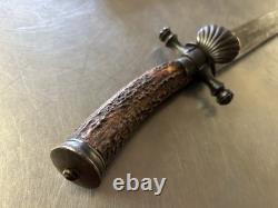 POIGNARD DE CHASSE ÉPEE COURTE AVEC COUTEAU ANTIQUE / VINTAGE Anciens Couteaux de Combat