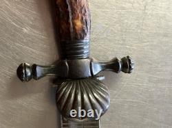POIGNARD DE CHASSE ÉPEE COURTE AVEC COUTEAU ANTIQUE / VINTAGE Anciens Couteaux de Combat