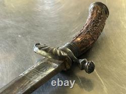 POIGNARD DE CHASSE ÉPEE COURTE AVEC COUTEAU ANTIQUE / VINTAGE Anciens Couteaux de Combat