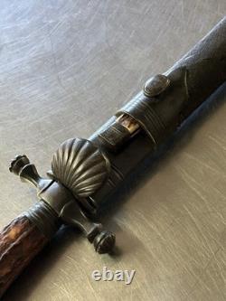 POIGNARD DE CHASSE ÉPEE COURTE AVEC COUTEAU ANTIQUE / VINTAGE Anciens Couteaux de Combat