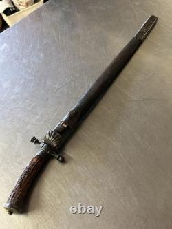 POIGNARD DE CHASSE ÉPEE COURTE AVEC COUTEAU ANTIQUE / VINTAGE Anciens Couteaux de Combat