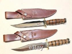 Paire Vintage 1980 Grand Al Mar Grunt Fighting Dague Couteau Original Gaine