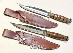 Paire Vintage 1980 Grand Al Mar Grunt Fighting Dague Couteau Original Gaine