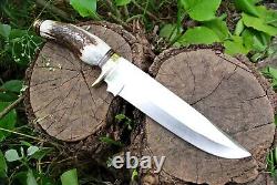 Poignée De Garde En Laiton Et Gaine En Cuir D2 Steel Rattail Hunting Dagger Knife