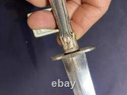 Poignée en argent de couteau de combat CIVIL gambler sleeve BOWIE Dague