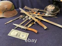 Première et deuxième guerre mondiale : couteau-poignard de tranchée allemand de collection ancienne