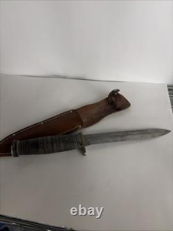 RARE ! Couteau de combat militaire M3 américain d'origine de la Seconde Guerre mondiale Kutmaster, dague et fourreau