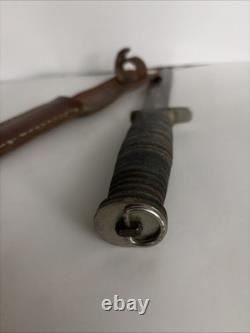RARE ! Couteau de combat militaire M3 américain d'origine de la Seconde Guerre mondiale Kutmaster, dague et fourreau