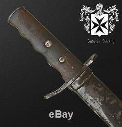 Rare Début 1935 Ww2 Italienne Msvn Combat Couteau / Dagger Avec Gaine Originale