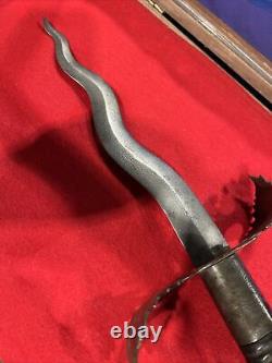 Rare Grande Antique Kris Horn Dagger Afrique Espagne Spanish Navaja Fighting Couteau