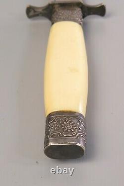 Rare J. Nowill & Sons Sheffield Couteau À Poignard De Chasse À La Main En Celluloïde Stiletto