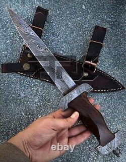 Rare Main De La Seconde Guerre Mondiale Allemande Ss Forgé Damas Steel Dagger Knife Wood Handle