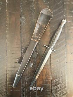 Rare Ww2 British Fairbairn Sykes Fs Fighting Knife Dagger 3ème Pattern W Scabbard