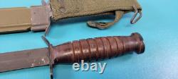 Rare couteau de combat M3 K.I. Kinfolks de l'armée américaine de la Seconde Guerre mondiale + étui