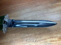 Rare couteau de combat de police chinois RPDC, dague à lame droite et lame dentée