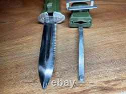 Rare couteau de combat de police chinois RPDC, dague à lame droite et lame dentée