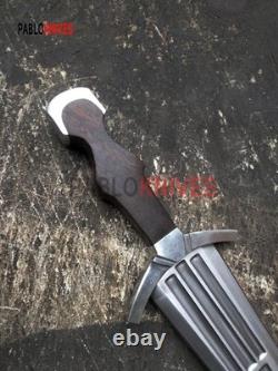 Réplique de dague italienne Cinquedea de chasse en acier J2 fabriquée à la main