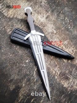 Réplique de dague italienne Cinquedea de chasse en acier J2 fabriquée à la main