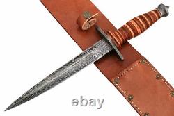 Réplique de lame en acier Damas sur mesure, poignard de combat stiletto de la Seconde Guerre mondiale