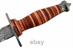 Réplique de lame en acier Damas sur mesure, poignard de combat stiletto de la Seconde Guerre mondiale