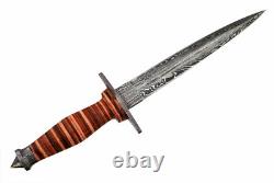 Réplique de lame en acier Damas sur mesure, poignard de combat stiletto de la Seconde Guerre mondiale