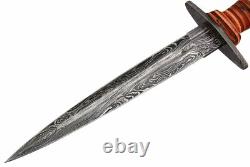 Réplique de lame en acier Damas sur mesure, poignard de combat stiletto de la Seconde Guerre mondiale