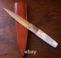 Ron Gaston Custom Genuine Mother Of Pearl Fighting Dagger Stiletto Knife