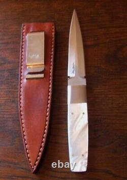 Ron Gaston Custom Genuine Mother Of Pearl Fighting Dagger Stiletto Knife